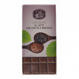 CIOCCOLATO AL LATTE CON UVETTA E NOCCIOLE 100G