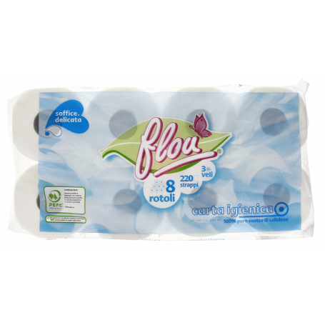 CARTA IGIENICA ROTOLI 3 VELI 220 STRAPPI 8PZ