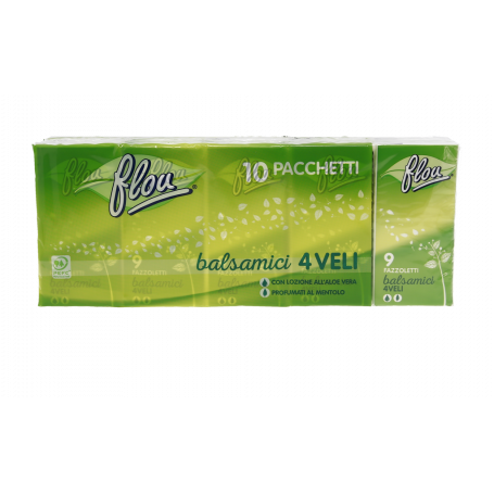 FAZZOLETTI BALSAMICI ALOE 4 VELI 10 PACCHETTI 9PZ