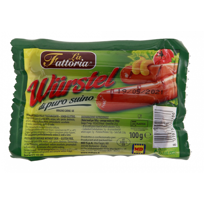 WURSTEL DI PURO SUINO 100G