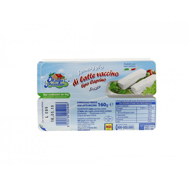 FORMAGGIO FRESCO LATTE VACCINO TIPO CAPRINO 2X80G