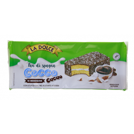 MERENDINE PAN DI SPAGNA CACAO E COCCO 10PZ 350G