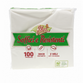 TOVAGLIOLI BIANCHI 38X38CM 2 VELI 100PZ