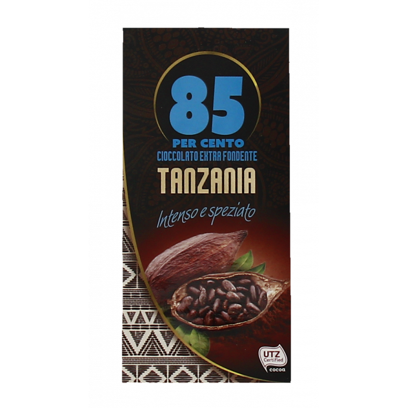 CIOCCOLATO EXTRA FONDENTE ORIGINE TANZANIA SAPORE INTENDO E SPEZIATO 100G