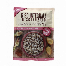 RISO INTEGRALE E SELVAGGIO COTTO AL VAPORE CON OLIO EXTRAVERGINE DI OLIVA ITALIANO 250g