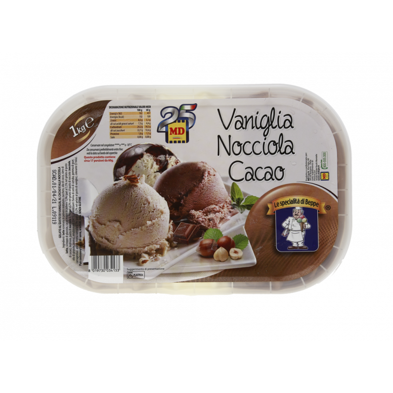 GELATO ALLA VANIGLIA NOCCIOLA CACAO 1KG