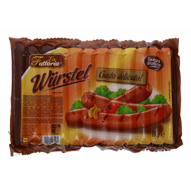 WURSTEL DI POLLO,SUINO E TACCHINO SENZA PELLE 1KG