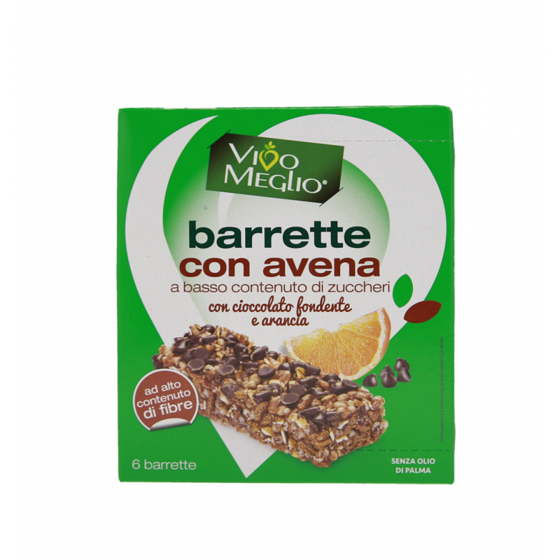 BARRETTE AVENA,CIOCCOLATO FONDENTE,ARANCIA 6X168G