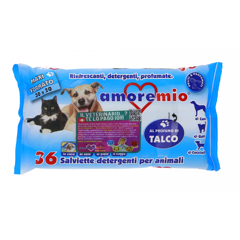 SALVIETTE DETERGENTI PER ANIMALI 30X20CM 36PZ