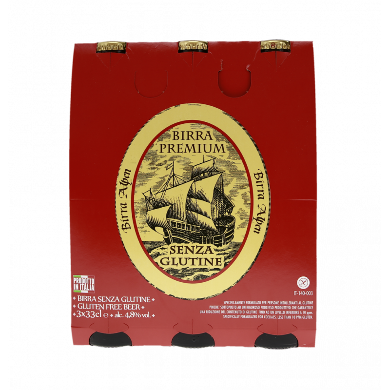 BIRRA CHIARA SENZA GLUTINE IN VETRO 4,8% VOL.ALC. 3X0,33L