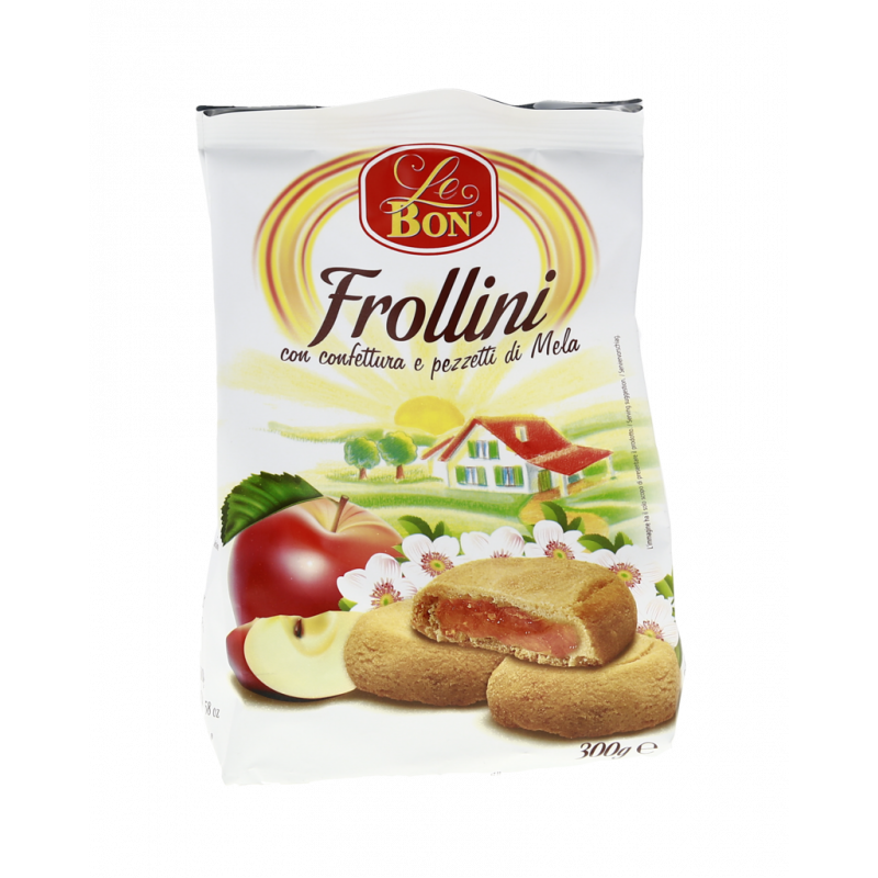 FROLLINI CON CONFETTURA E PEZZETTI DI MELA 300G